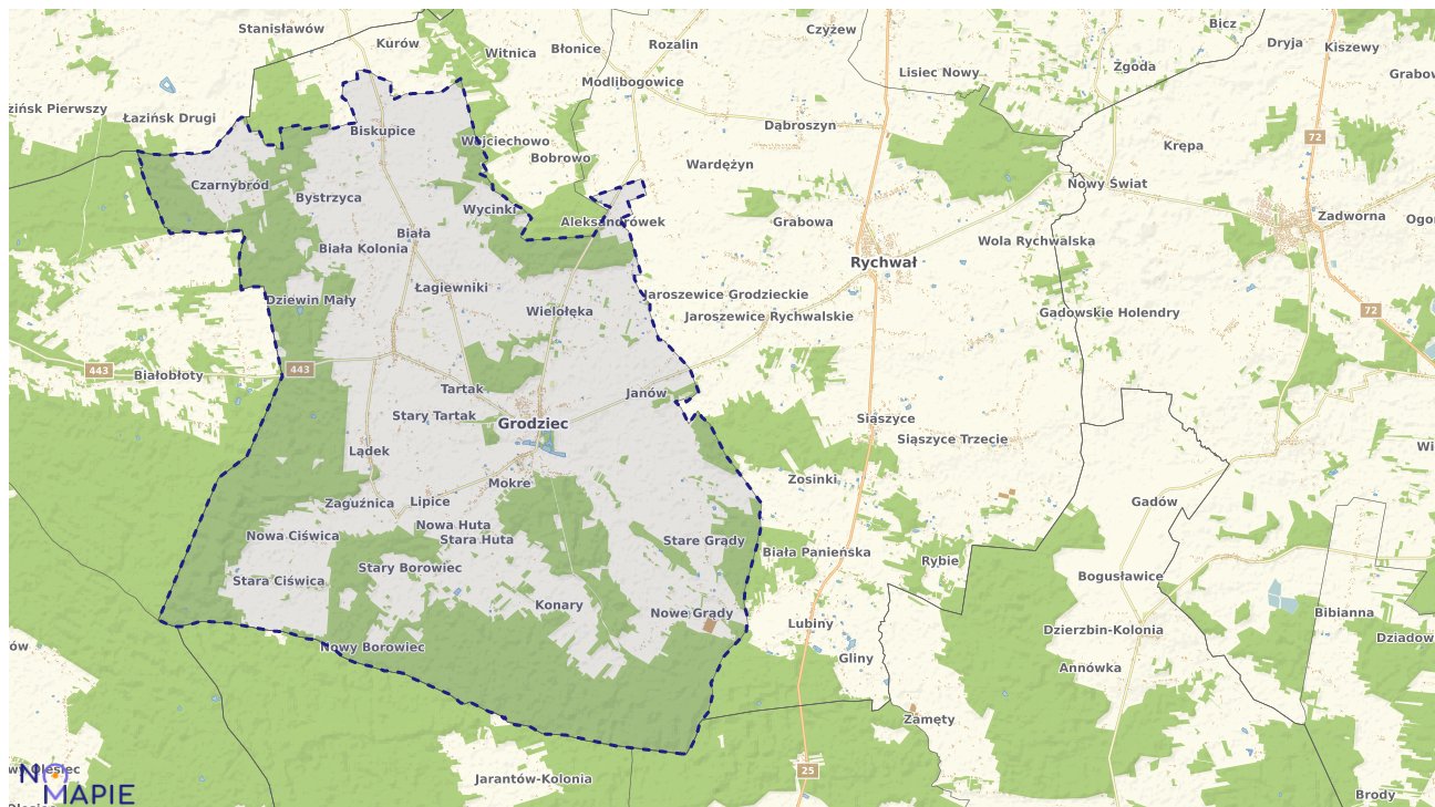 Mapa obszarów ochrony przyrody Grodźca